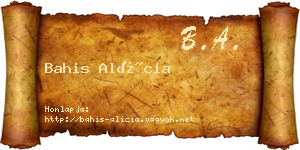 Bahis Alícia névjegykártya